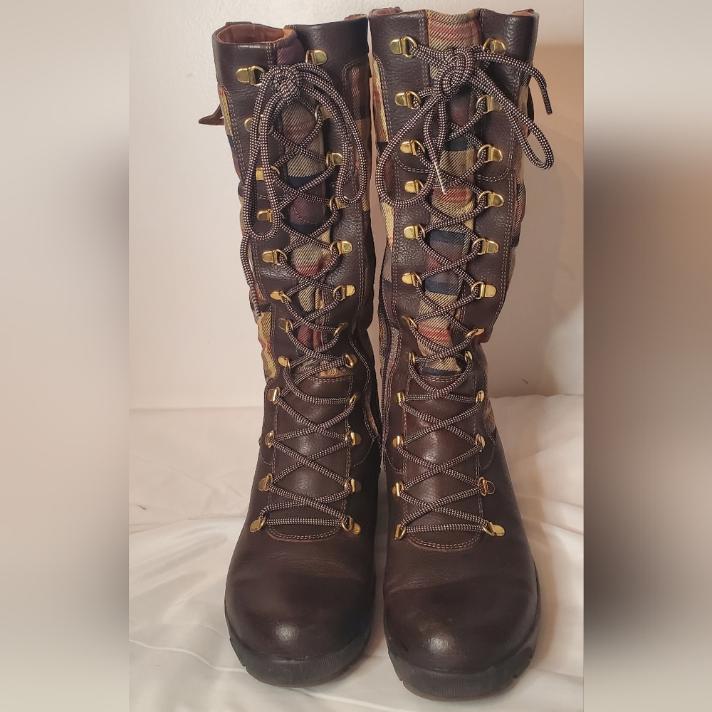 PAJAR -size 40/10-plaid boots -fur lined-fabric and leather-zipperup-laceup - Picture 8 of 15